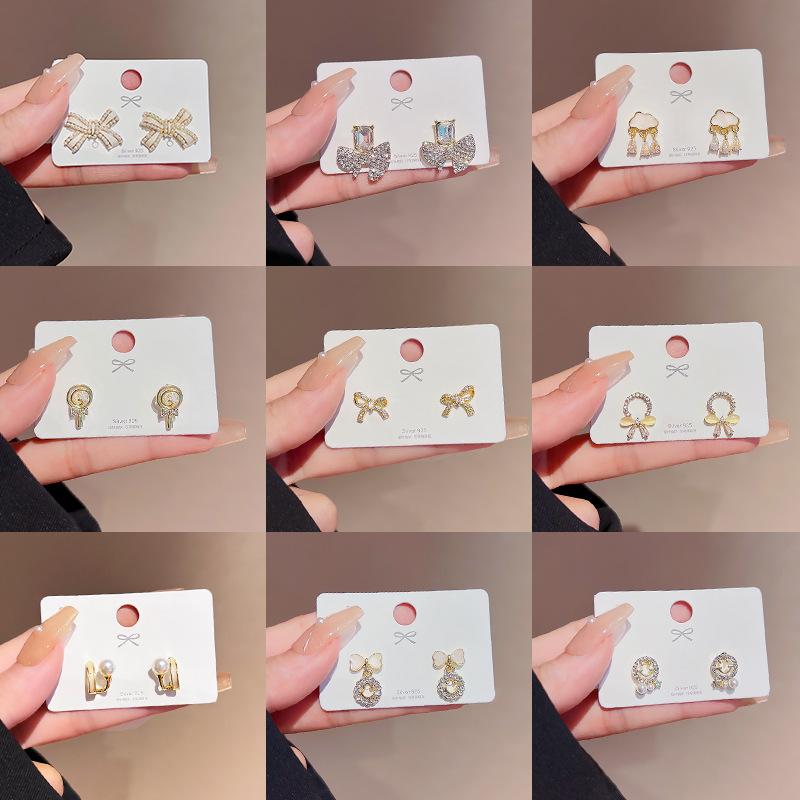 

Маленькие темпераментные жемчужные серьги-гвоздики из серебра 925 пробы с иглой, женские высококачественные серьги-гвоздики с сердцем и галстуком-бабочкой, серьги SinsFashion