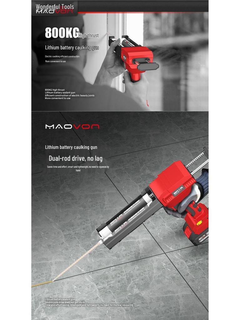 Elektryczny pistolet do fugowania z podwójną tubą i zestaw do czyszczenia płytek