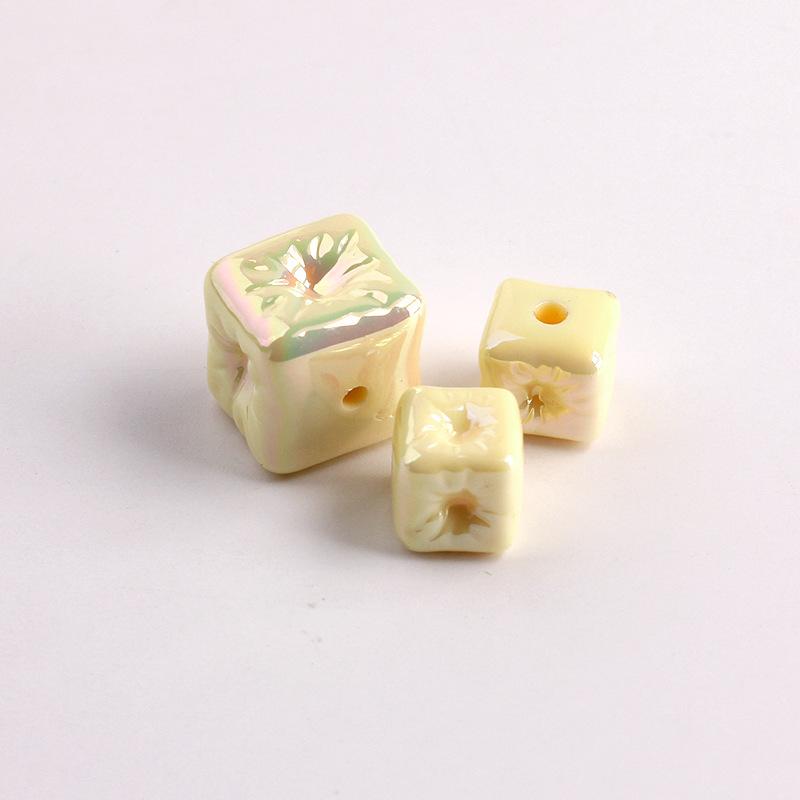 UV Colourful Recessed Square Acrylic Beads - Straight Hole Spacers for DIY Phone Chains Bracelets Jewelry