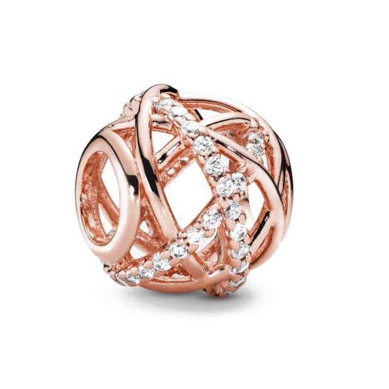 Copper Rose Gold Hollow Flower Leaf Love Dice Gift Box Diy Charm Beads Fit For Bracelets Necklaces Women'S Boutique Jewelry