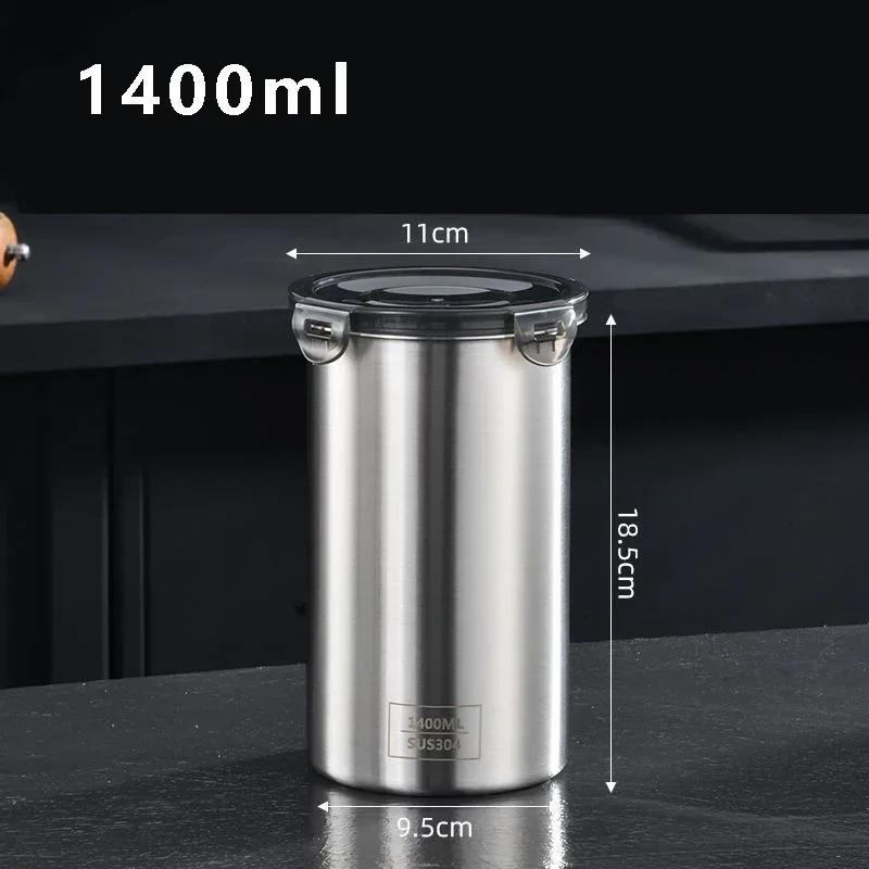 Stainless Steel Food Container Sealed Tank Food Coffee Beans Snack Storage Cans Tea Leaf Container Organizer Kitchen Accessories