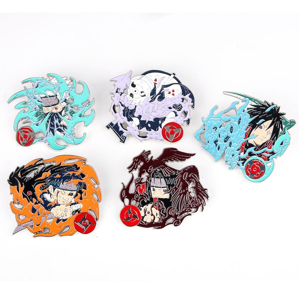 Naruto Anime Character Cartoon Pin Peripheral Kakashi Uchiha Obito Shisui Madara Itachi Fan Metal Badge Men Halloween
