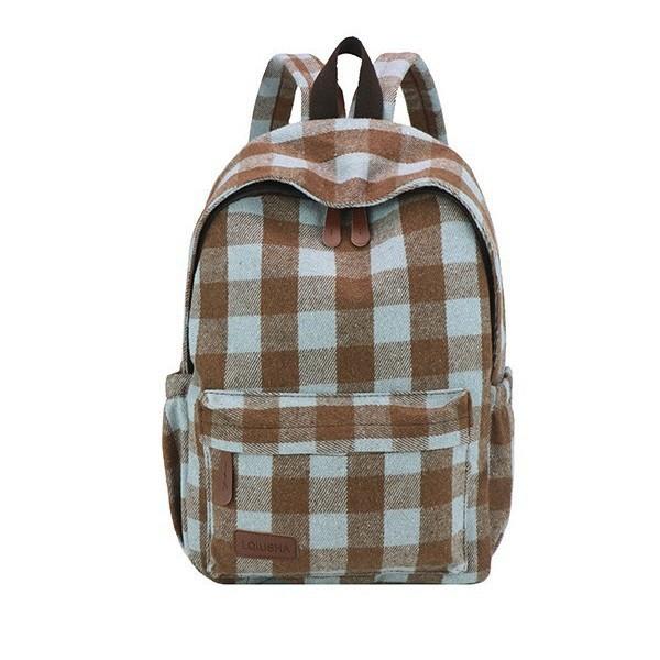 Schoolbag retro plaid backpack college student casual backpack women's plaid backpack student schoolbag large capacity backpack