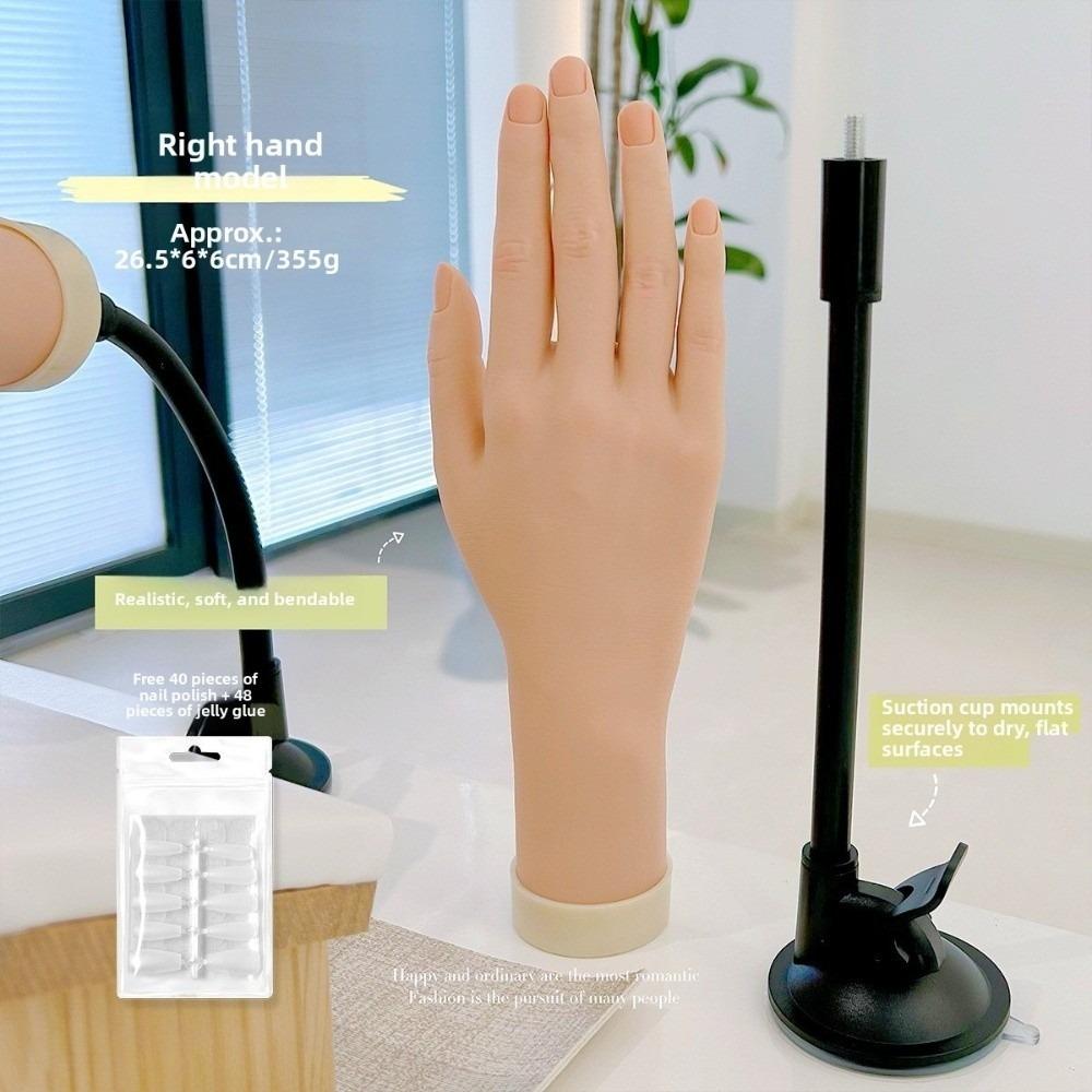 Novice Bendable Nail Simulation Practice Hand Silicone Nails Art Training Fake Hands Nail Plate Display Rack Soft