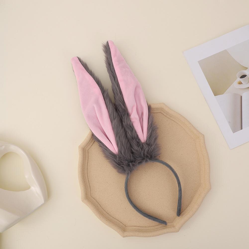 

Ободок Заячьи Ушки Кролик Косплей Костюм Пасха Черный Набор Обручи Плюшевый Маскарадная вечеринка Пушистые Волосы Головной убор Ухо Завязка Хвост