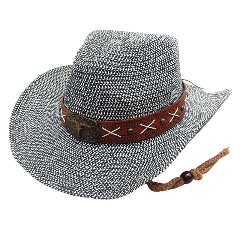 

Elegant Band Straw Victorian Hat With Adjustable Tie For Women Outdoor Beach Vacation Gardening Activities M темно-синий