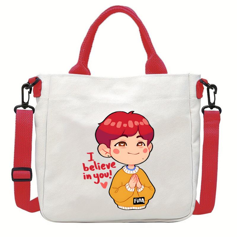 Multi-color KPOP Stray Felix Printed Crossbody Bag Canvas Shoulder Bags