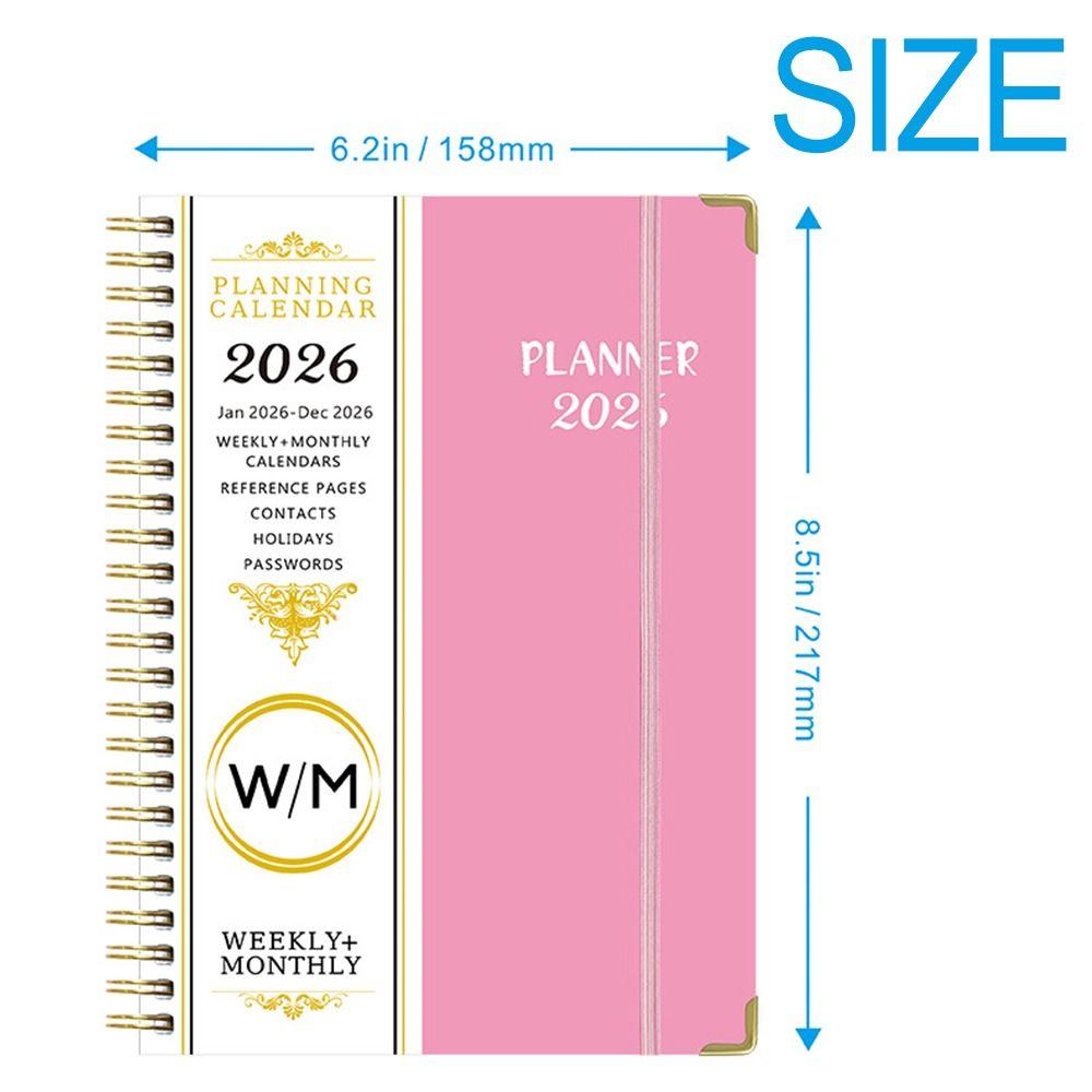 A5 Size 2026 Planner Notebook Yearly Schedule Daily Plan Yearbook Spiral Notebook  Office Supplies