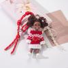 Latest Cute Fashion Black Skin Doll Pendant Creative Red Lanyard Bead String Decoration Girls Bag Pendant Accessories Kids Toys