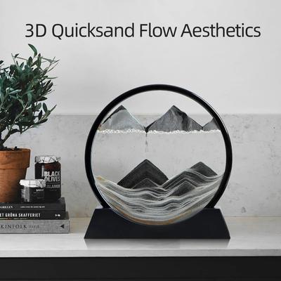 Sandscape Bewegliches Sandkunstbild Rundes Glas Tiefsee Treibsand Handwerk Heimdeko Geschenk 3D Flüssige Sanduhr Fließende Sandmalerei