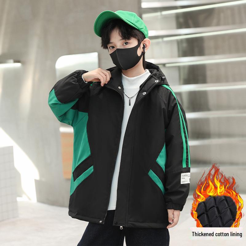 

Универсальная мужская ветровка с хлопковой подкладкой: Красивая куртка для большого мальчика на осень и зиму 2025 года. Size 130 for height ~120cm