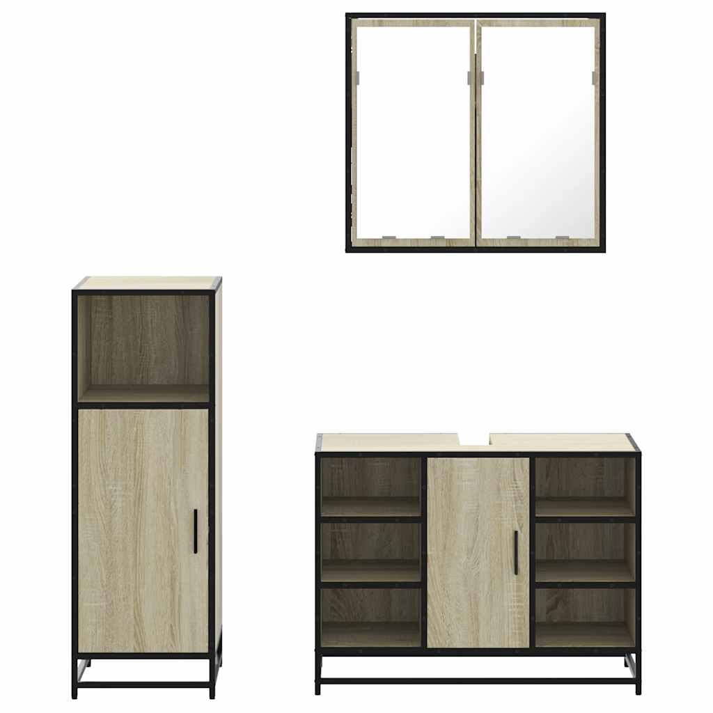 3 piece bathroom furniture set in Sonoma oak melamine faced board