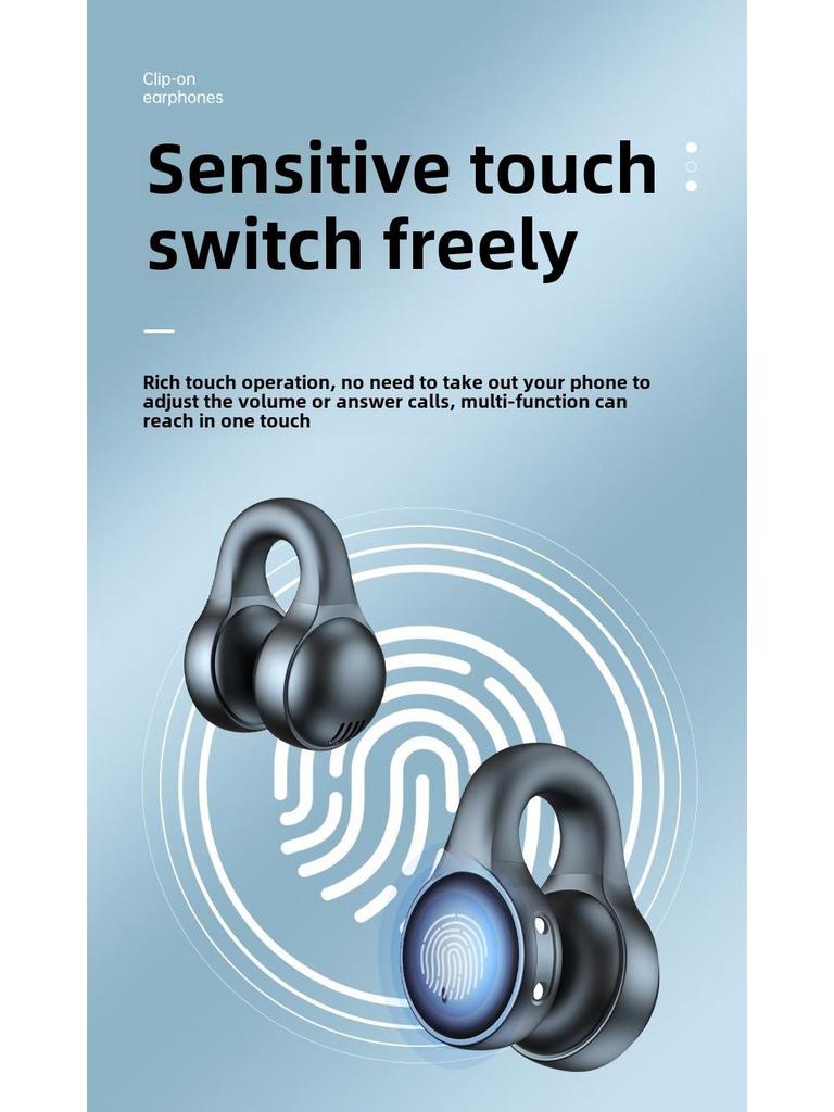 Căști Bluetooth cu clemă pentru urechi cu reducere a zgomotului, afișaj digital, durată lungă de viață a bateriei - ideale pentru sport.