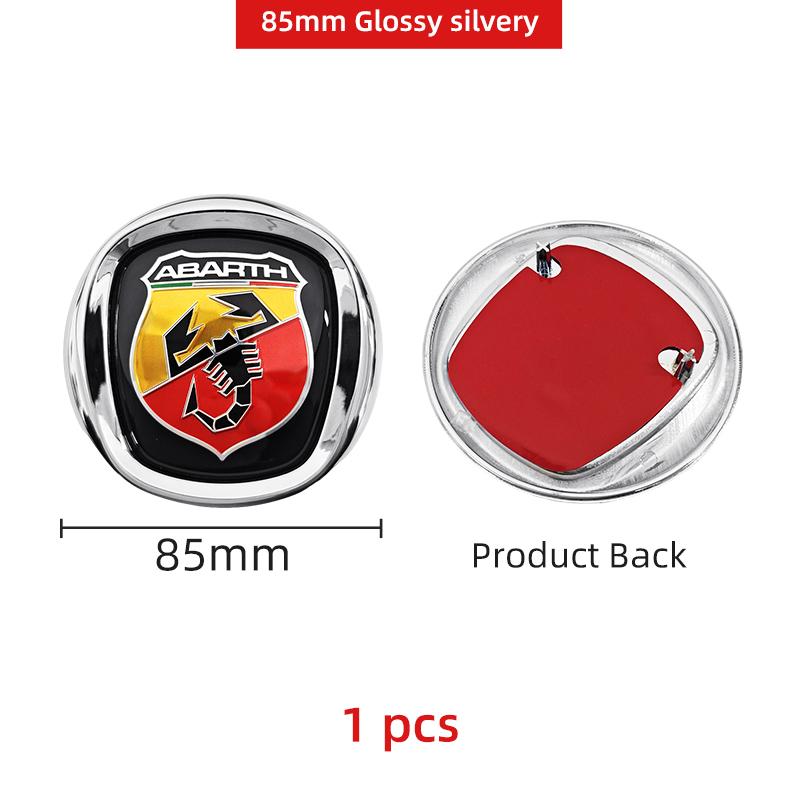 

3D ABS Car Hood Front Bonnet Grill Rear Trunk Emblem Logo Badge Sticker For 500 Abarth Ducato Panda Grande Punto Tipo Pulse 85mm срібний