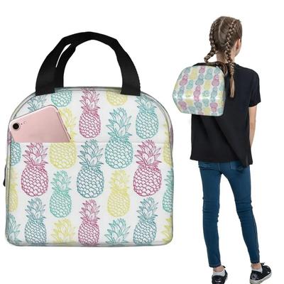 Colorful Tropical Pineapple Pattern Insulated Lunch Bag for Women Kids Portable Food Boxes Thermal Lunch Box Tote