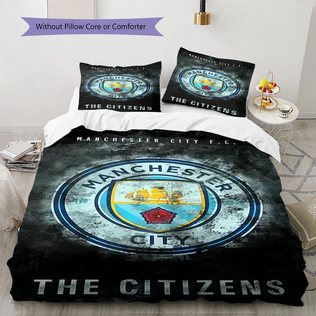Cool MCFC Prints Bedding Quilt Set Quilt Cover Pillowcase Home Decoration Birthday Gift (1 * Duvet Cover + 2 * Pillowcase, Without Core)