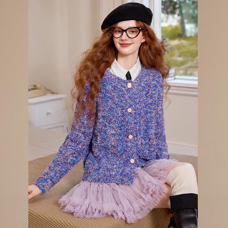 French Style Mélange Knit Cardigan XL