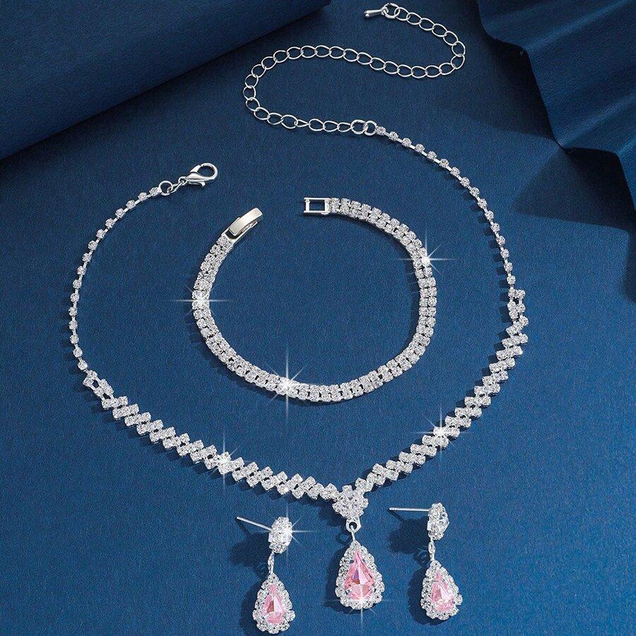 Waterdrop Jewelry Set With Crystal Embellishments For Bridal And Evening Wear