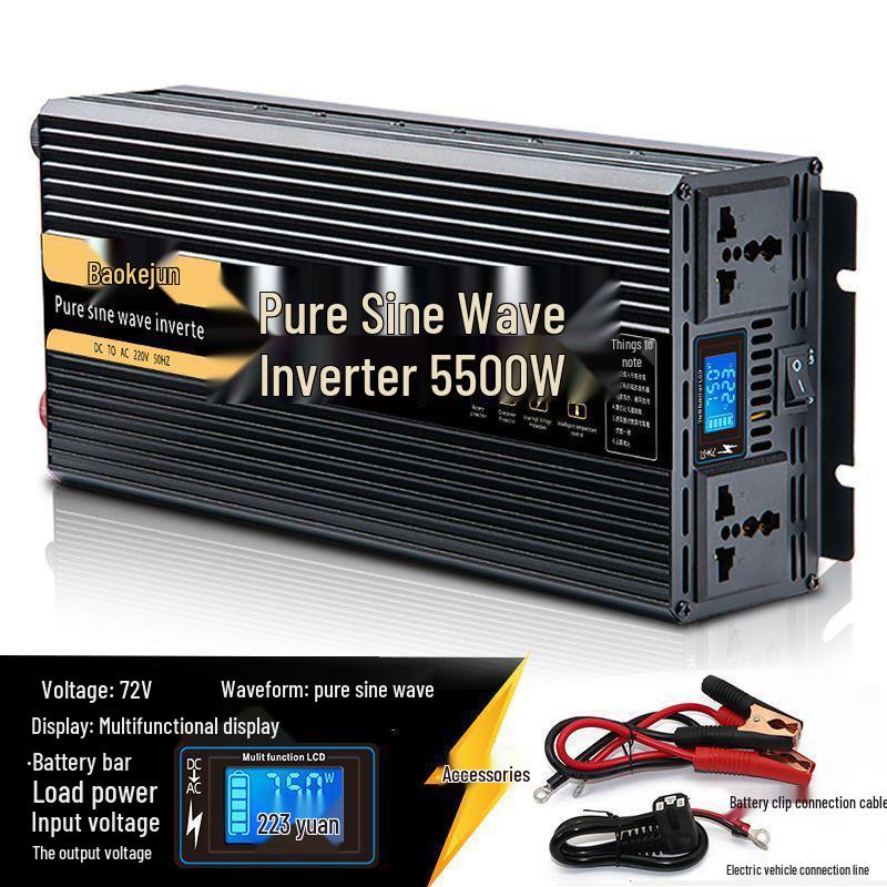High Power Pure Sine Wave Inverter: 12V/24V Truck to 220V Electric Vehicle, 48V/60V Battery for Home or Car Use.