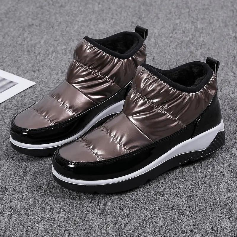 

Женские зимние ботинки, белые, низкие, зимние, 2024, короткие, бочонки, водонепроницаемые ботинки, меховые, женские, черные, серебристые 36 хаки