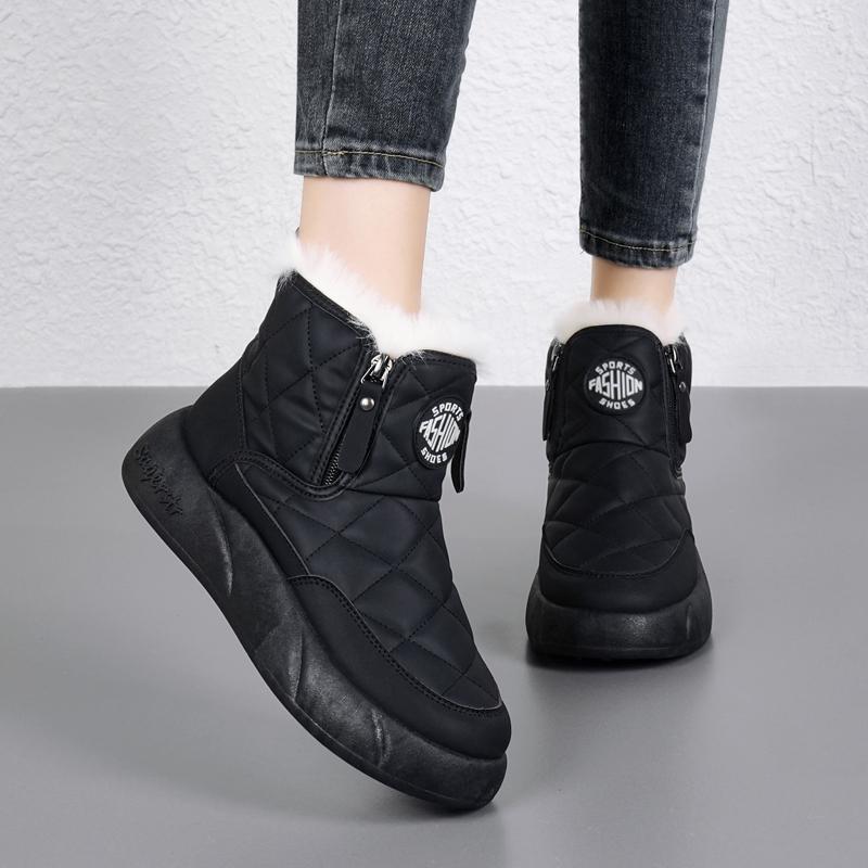 34-42 Women's Winter Plus Size Fashionable Double Zipper Thick Soled High Top Cotton Shoes Women's Snow Boots