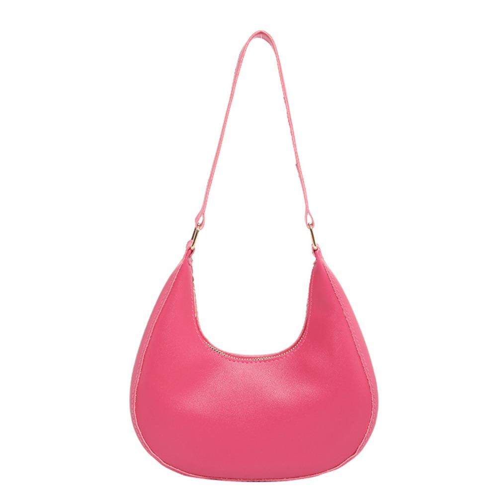 Shoulder Pouch PU Shoulder Bag Solid Color Hobo Bag Elegant Crescent Moon Underarm Bag  Travel