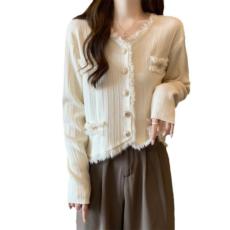 Korean Version Of Autumn And Winter New French Xiaoxiangfeng V-Neck Short Sweater With Cardigan Top And Women'S Jacket