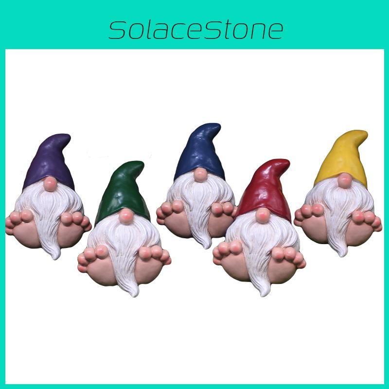 Resin Creative Dwarf Figurine Big Feet Wearing A Hat And White Design Beard