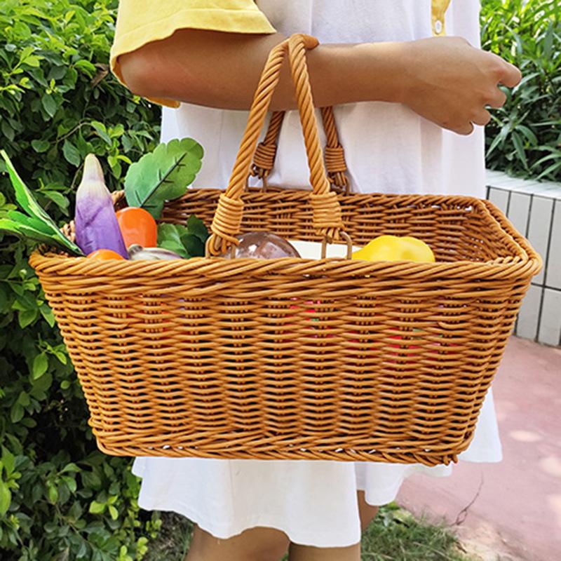 Outdoor Imitation Wicker Picnic and Shopping Basket