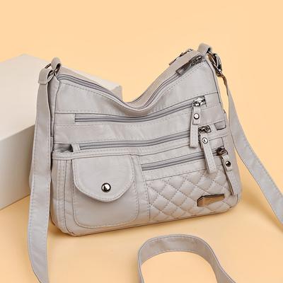 Dámska viacvrstvová taška cez rameno z mäkkej kože Crossbody taška Veľká kapacita Materská taška