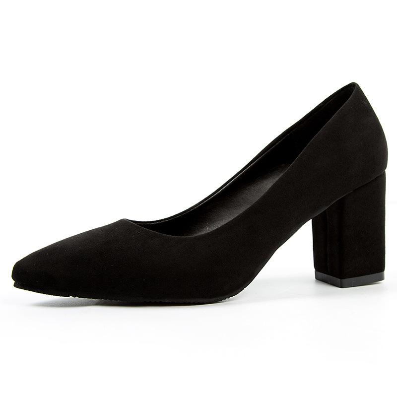 Black Formal Coarse Follow-up Shoes 2026 New Style Temperament High Heels Versatile Professional Pointed Work Women's Shoes