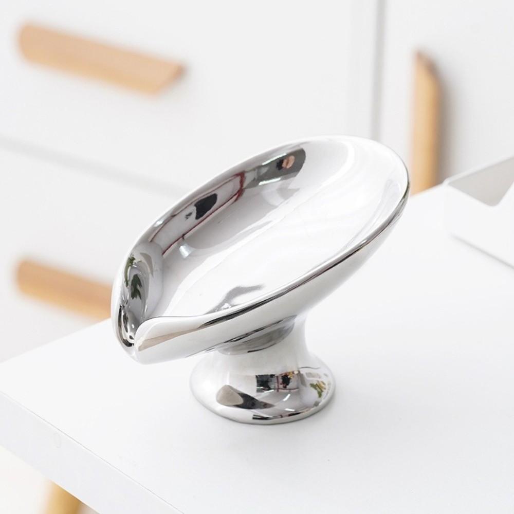 Gold Silver Soap Dish Leaf Shape Bathroom Storage Holder Elegant Soap Rack  Kitchen