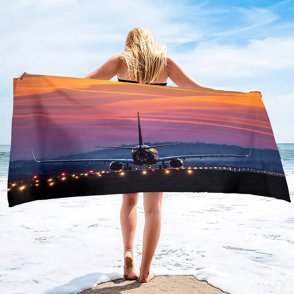 Microfiber Sand Free Beach Towel, Oversized Large Beach Towels For Travel Pool Swimming Bath Camping Yoga Aircraft Printing
