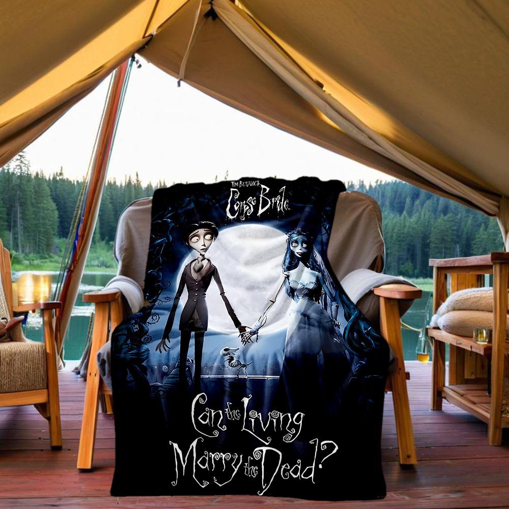 

1PC Corpse Bride Outdoor Blanket Lightweight Flannel, Soft & Warm, All-Season, Outdoor, Camping, Living Room, Office, L1106019 80x120cm