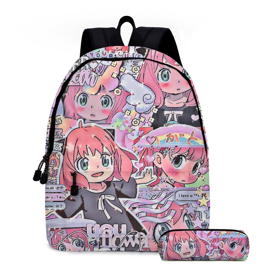 Spy Play House Cartoon Backpack Elementary And Secondary School Children'S School Bag Digital Full Printing Backpack Pencil Case