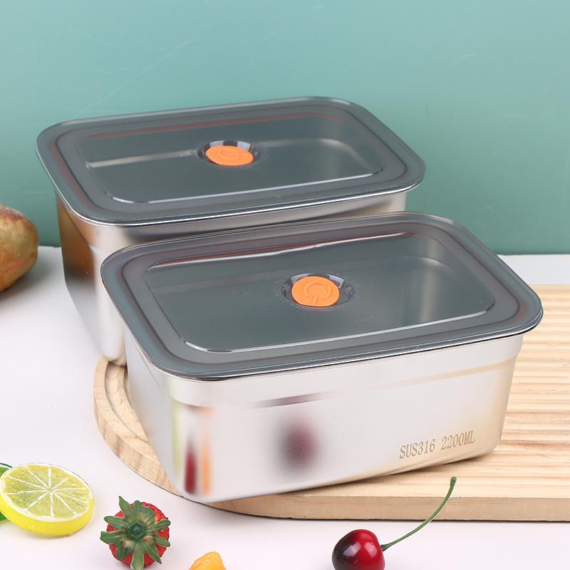 316 Stainless Steel Camping Lunch Box Sealed Leak-proof Bento Box Fresh-Keeping Box For Household Refrigerators Fruit Box