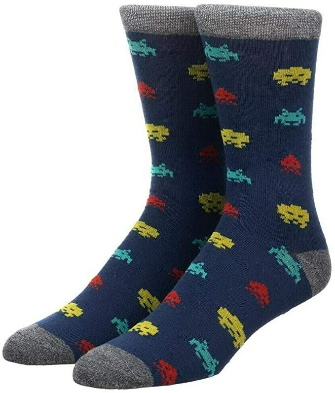 Space Invaders Arcade Game Retro Premium Crew Socks New L