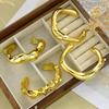 Vintage Punk Glossy Wide Cuff Bangle for Women HipHop Gold Color Geometric Metal Bracelets Daily Wear Party Jewelry Gifts New