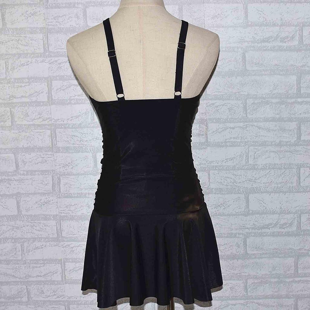 Women's One Piece Swimsuit Floral Print Tankini Dress Skirted Swimwear Adjustable Straps V Neckline