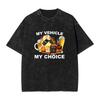 Vintage Washed T-Shirt My Vehicle My Choice Simple T Shirts Classic Print Hippie Tee Shirt for Men Women Beach Y2K Classic Tops