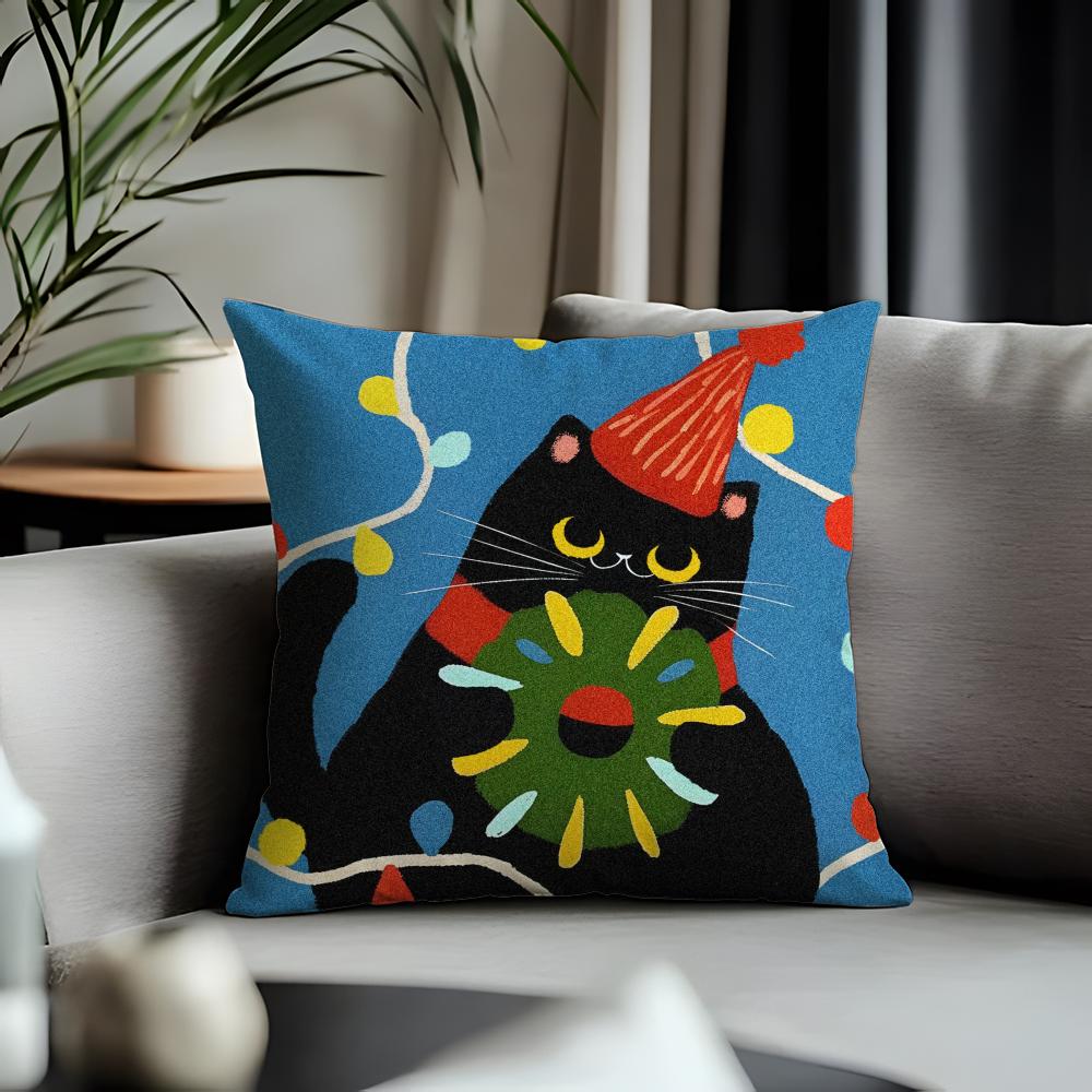 Viral CCartoon Catied Cushion Cover Antidustmite Pillowcase Invisible Zipper Silky Short Plush Sofa Cushion Cover