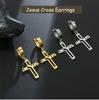 Cazador Punk Jesus Cross Drop Earrings for Men Women Christian Religious Stainless Steel Earrings Jewelry Mother's Day Gift