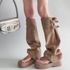 Damen Zwei-Trage-Zehen-Stacking-Hosen-Röhrenstiefel Damen Dicksohlige Fischgrät Hoher Schaft Römisch Damen Sandalen Sandalias Mujer