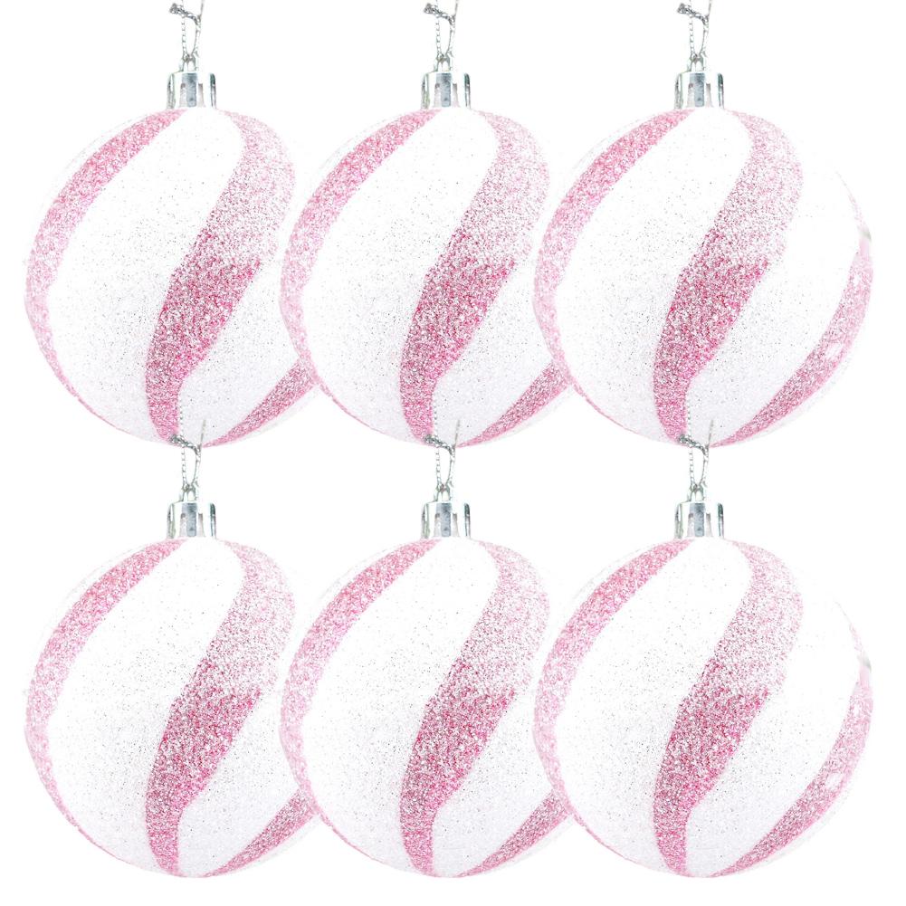 Decorative Christmas Ornaments Pink Sequin Christmas Balls Easy To Hang For Handmade DIY Projects Convenient Metal Hoop