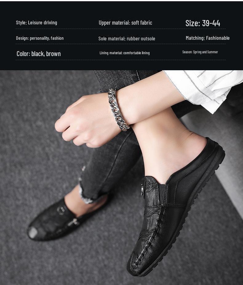 Men's Retro Leather Slip-On Driving Shoes with Zipper