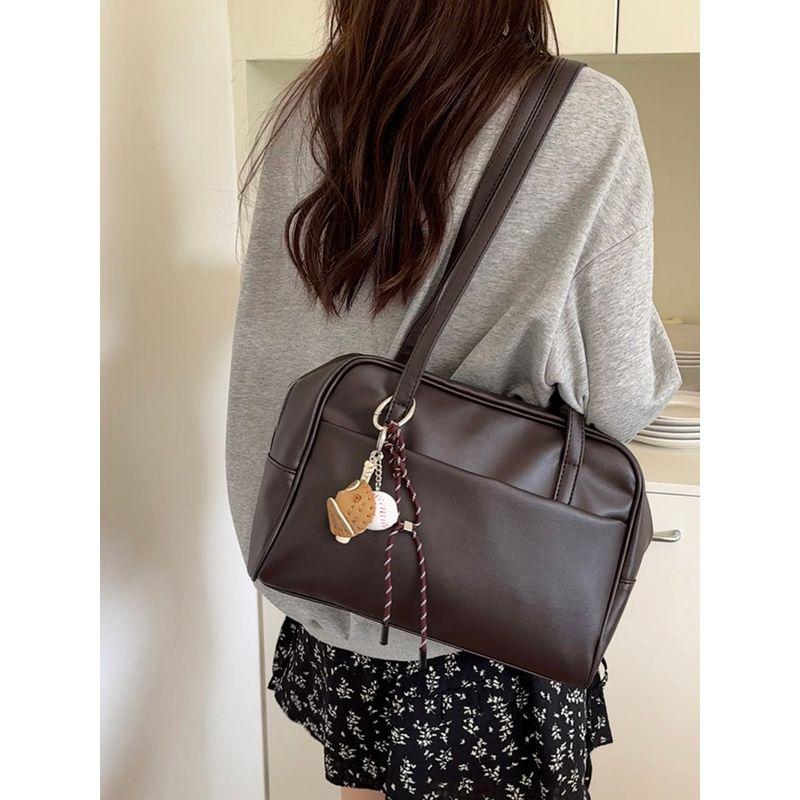 

Сумка в стиле K-style College для женщин, весна/лето 2025, новая коллекция, трендовая, ретро, на плечо, подмышку, самая простая в сочетании, большая вместимость, тоут Coffee (No pendant)