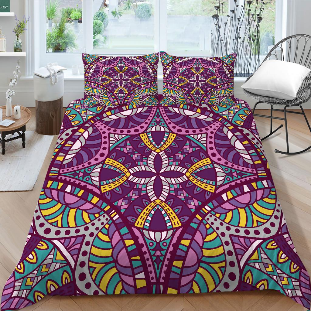 3D Bohemian Printed Bedding Single Double Bed Full Size Tropical Pattern Pillowcase and Quilt Cover Comfortable Home Decoration