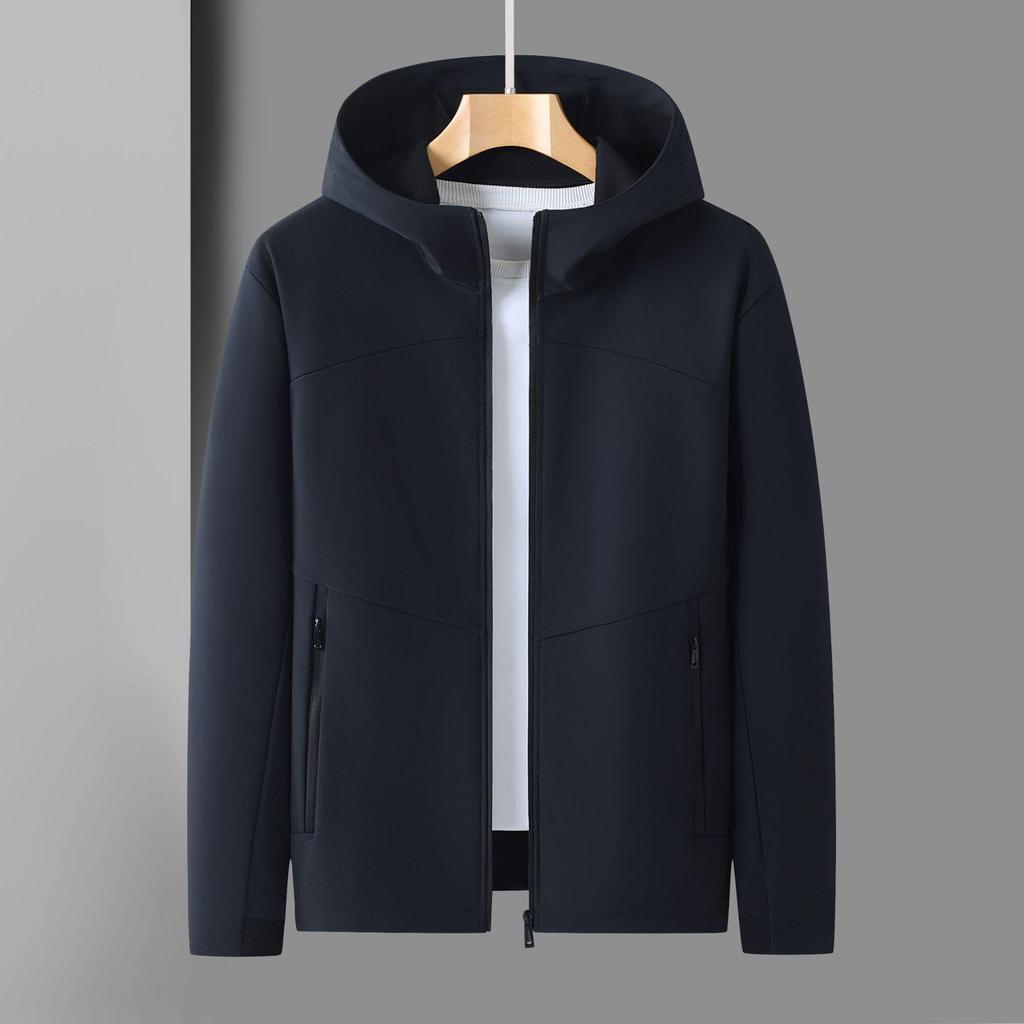 Men's Soft Shell Hooded Windbreaker Jacket - Warm, Breathable, Comfortable, and Trendy for Business Casual or Outdoor Activities.