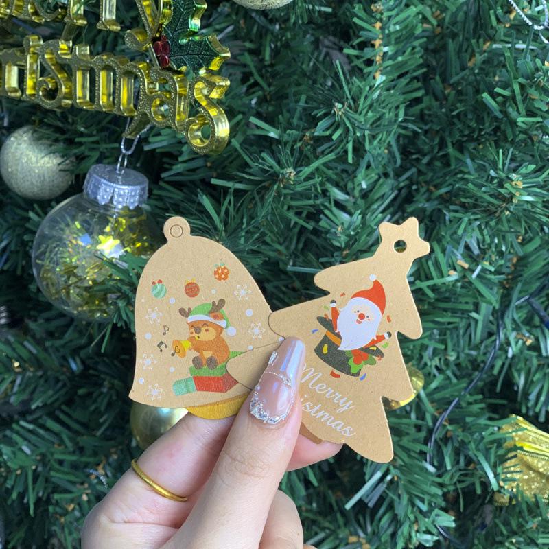 Christmas Ornaments: Santa, Snowman, Reindeer, Sleigh, Small Pendants, Kraft Paper DIY Accessories