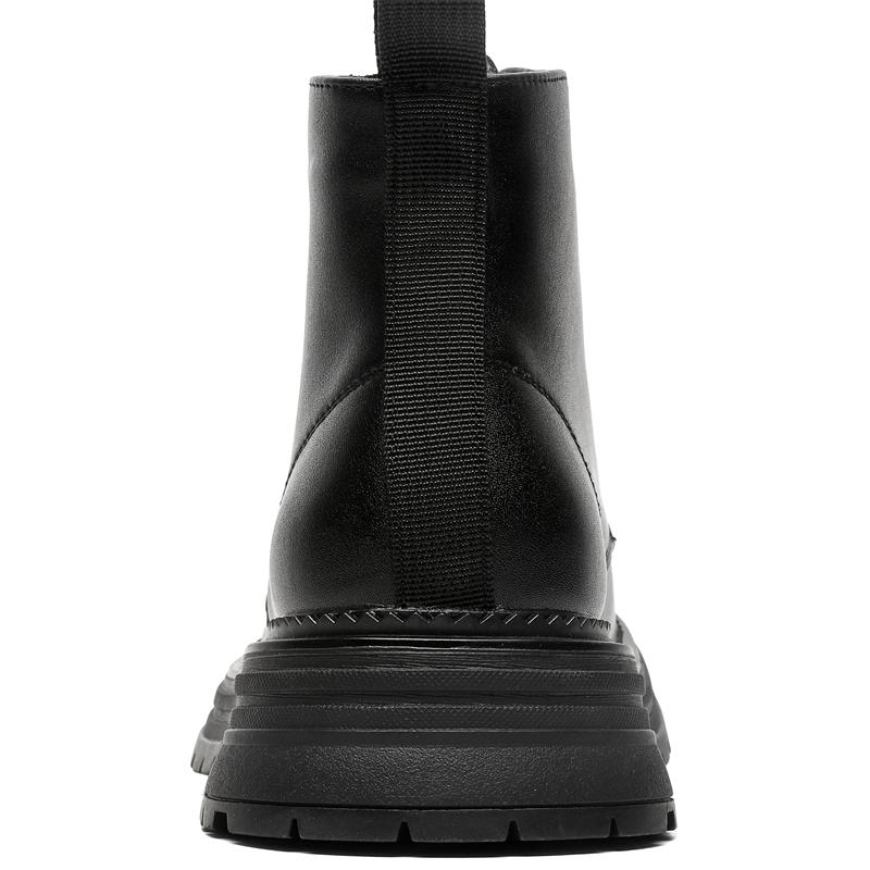 Hight Quality Classic British Street Style Leather Boots For Men Solid Black Hombre Daily Casual Dress Height Increasing Shoes